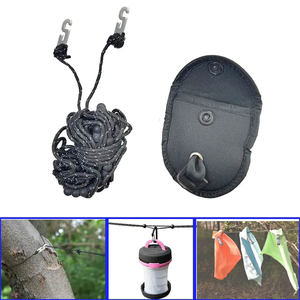 350cm Portable Outdoor Camping Tent Hanging Rope Clothesline Hanger Lanyard Line Hiking Lamp Pot Organizer Rope with Storage Bag