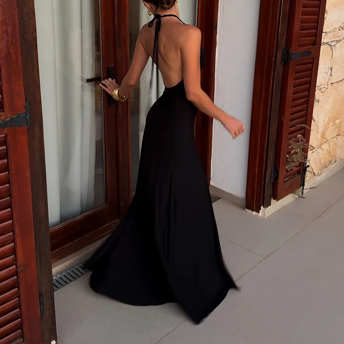 KWTX Evening Party Dress Fashion Sexy Halter Neck Cut Out High Slit Simple Designer Elegant Chic Spring Summer 2026 High-End
