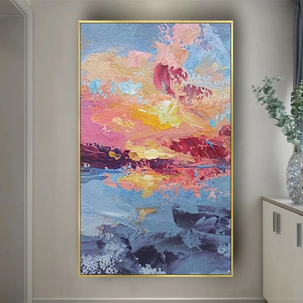 Fashion Ocean Original Picture 100% Handmade Modern Thick Oil Painting Abstract Paint Textured Art Decor Wall Indoor Color Sea