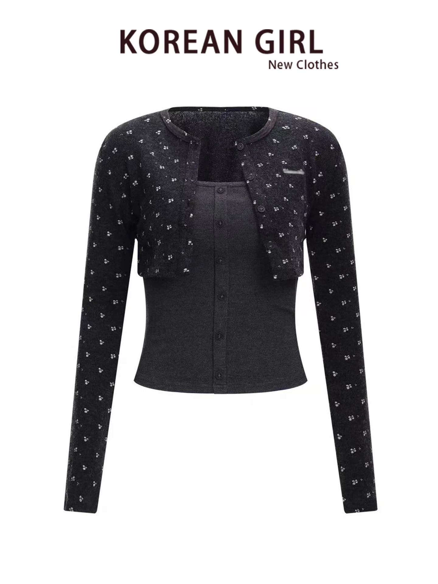 

Весенний модный комплект из двух предметов: укороченный вязаный кардиган с цветочным принтом и жилет для женщин, в стиле кэжуал, милый и элегантный.