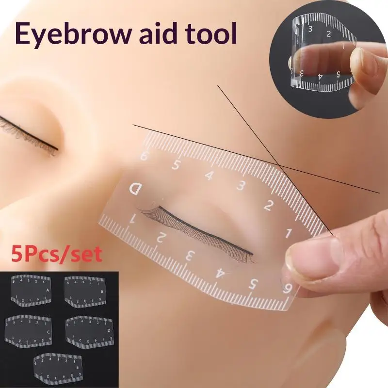 5Pcs Eyebrow Shaping Stencil Kit Multi-Style Eyebrow Stencil Ruler Set For Microblading Permanent Makeup Artists And Beginners