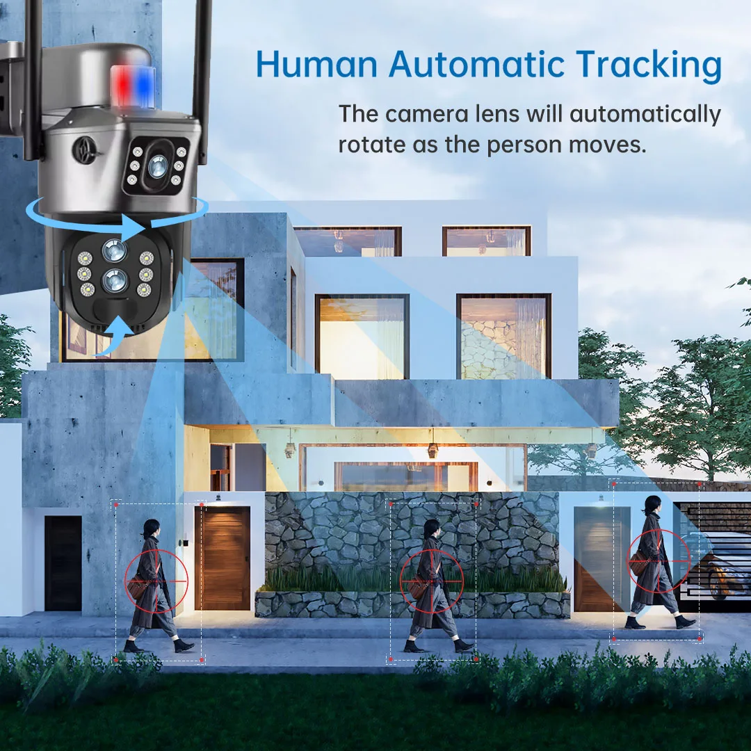 Solar Camera 10X Zoom 4G Or WiFi Security Protection Outdoor 6K 12MP Surveillance Three Lens PTZ Auto Tracking Cameras V380 Pro