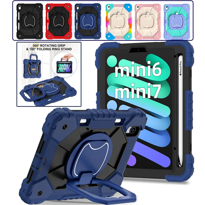 

360 ° Вращающийся чехол для iPad Mini 7 2024 Mini A17 Pro Gen 8,3 дюйма 2024 Mini 6 2021, защитный чехол для планшета с ручкой и подставкой