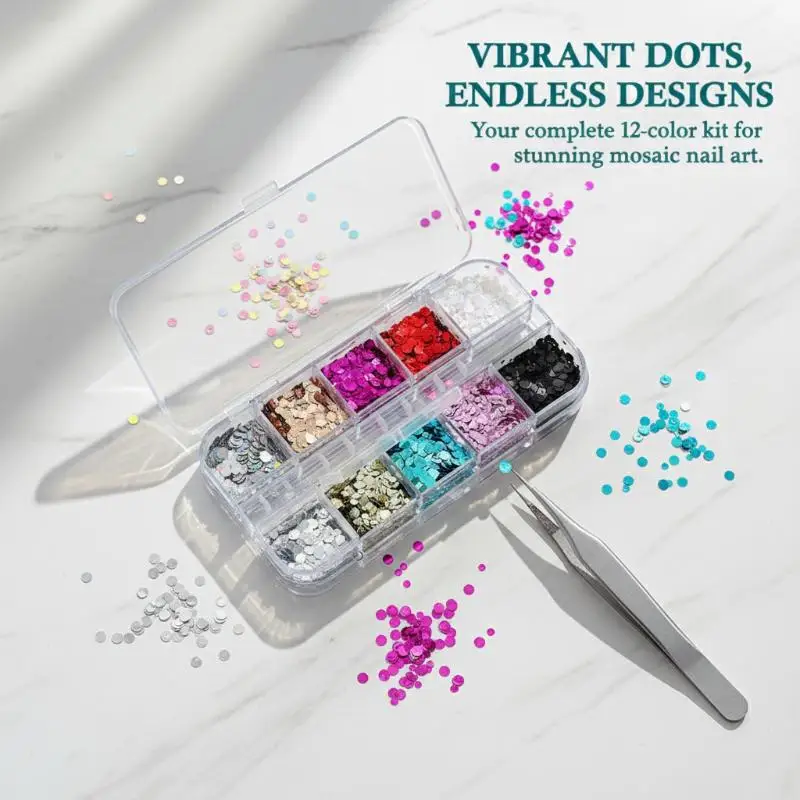 12 Grids Nail Sequins Set Mini Circular Spliced Flower Glitter Flakes for Gel Polish Rhinestones Festival Nail DecorHot