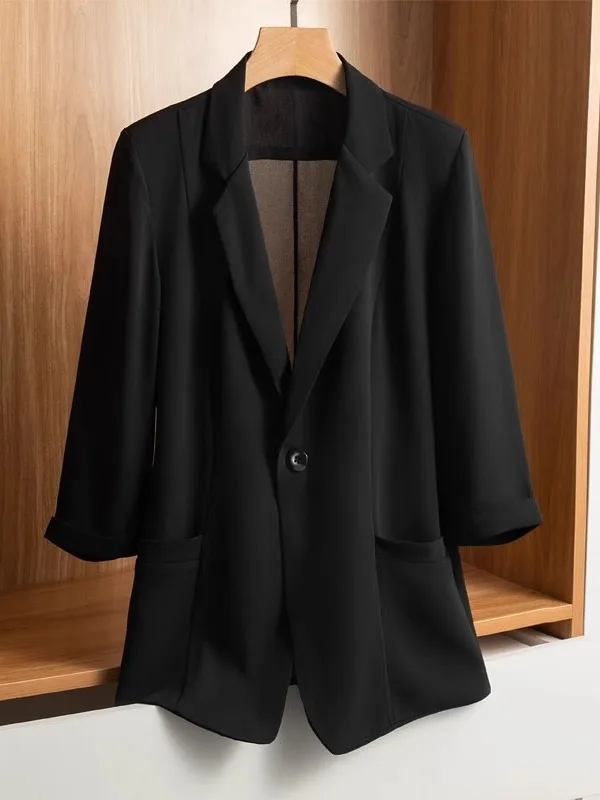 Blazer Mujer Cappotto da donna doppiopetto in tweed di raso rotondo per il tempo libero Splicing Autunno Inverno Gessato Spalla imbottita in pizzo Denim