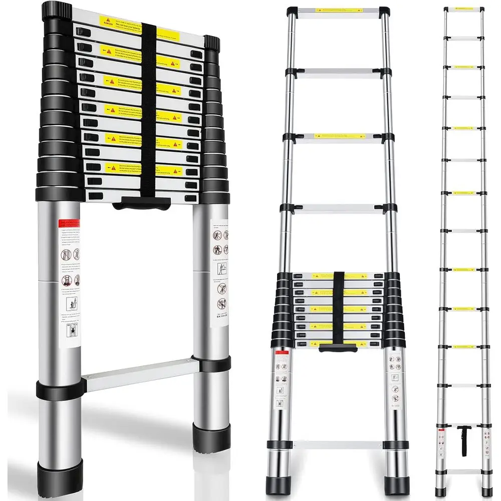 

Aluminum Telescopic Ladder 16.5FT, Folding Extension Ladder for Indoor & Outdoor Use, 330 lbs Capacity, Multi-Purpose Heavy Duty