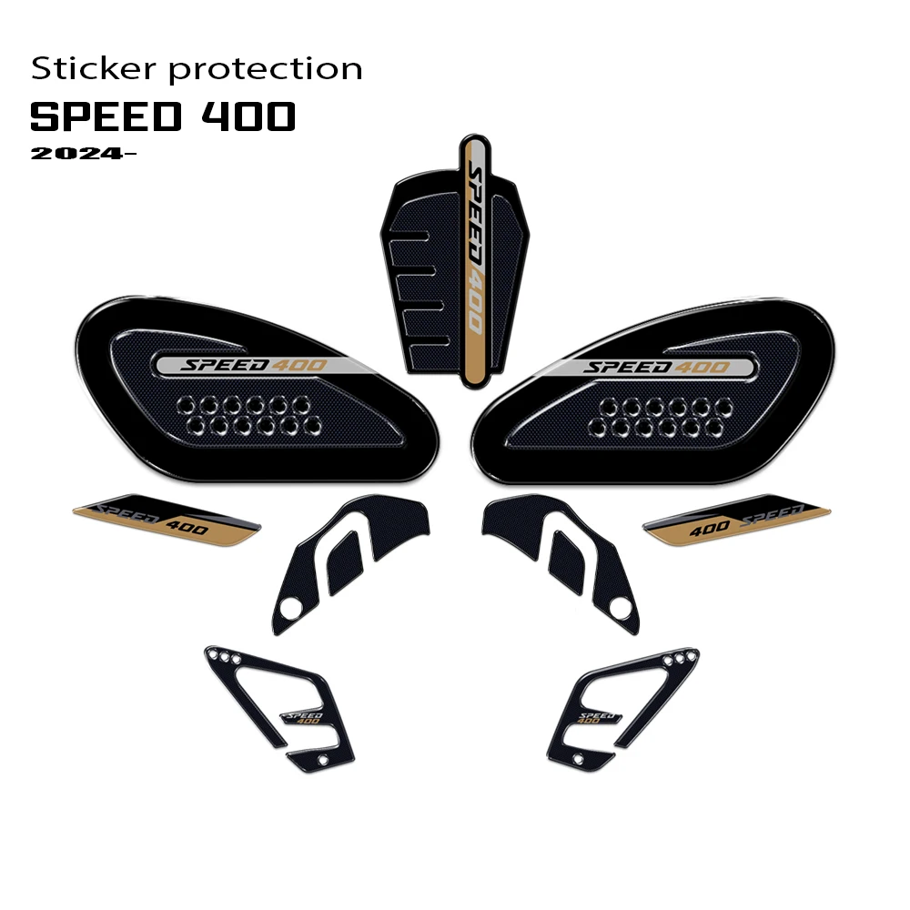 

3D Resin Tank Pad Sticker Motorcycle Fuel Tank Protection Decal For Speed 400 2024 2025