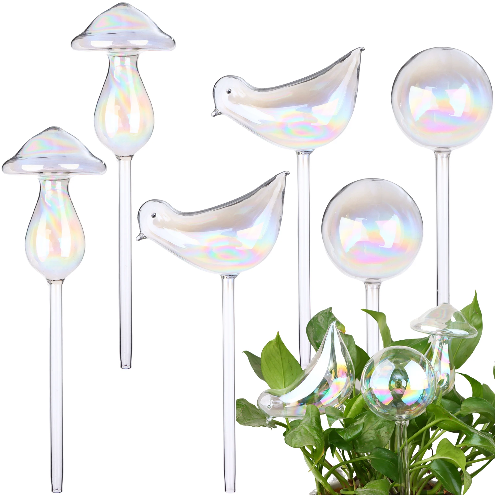 3PCS Plant Watering Globes Large Plant Watering Bulbs Colorful Bird Automatic Self Watering Device Drippers Irrigation System