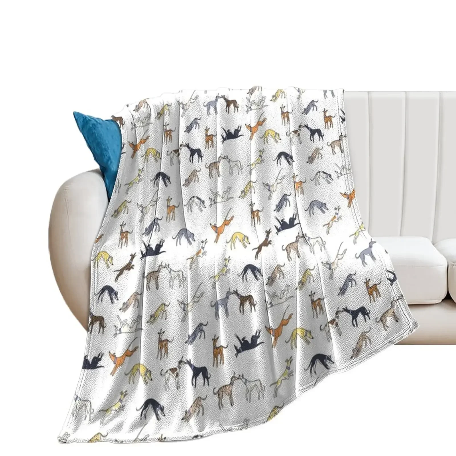 Leaps and Hounds (White) Throw Blanket Extra Large Throw Thermals For Travel Blankets