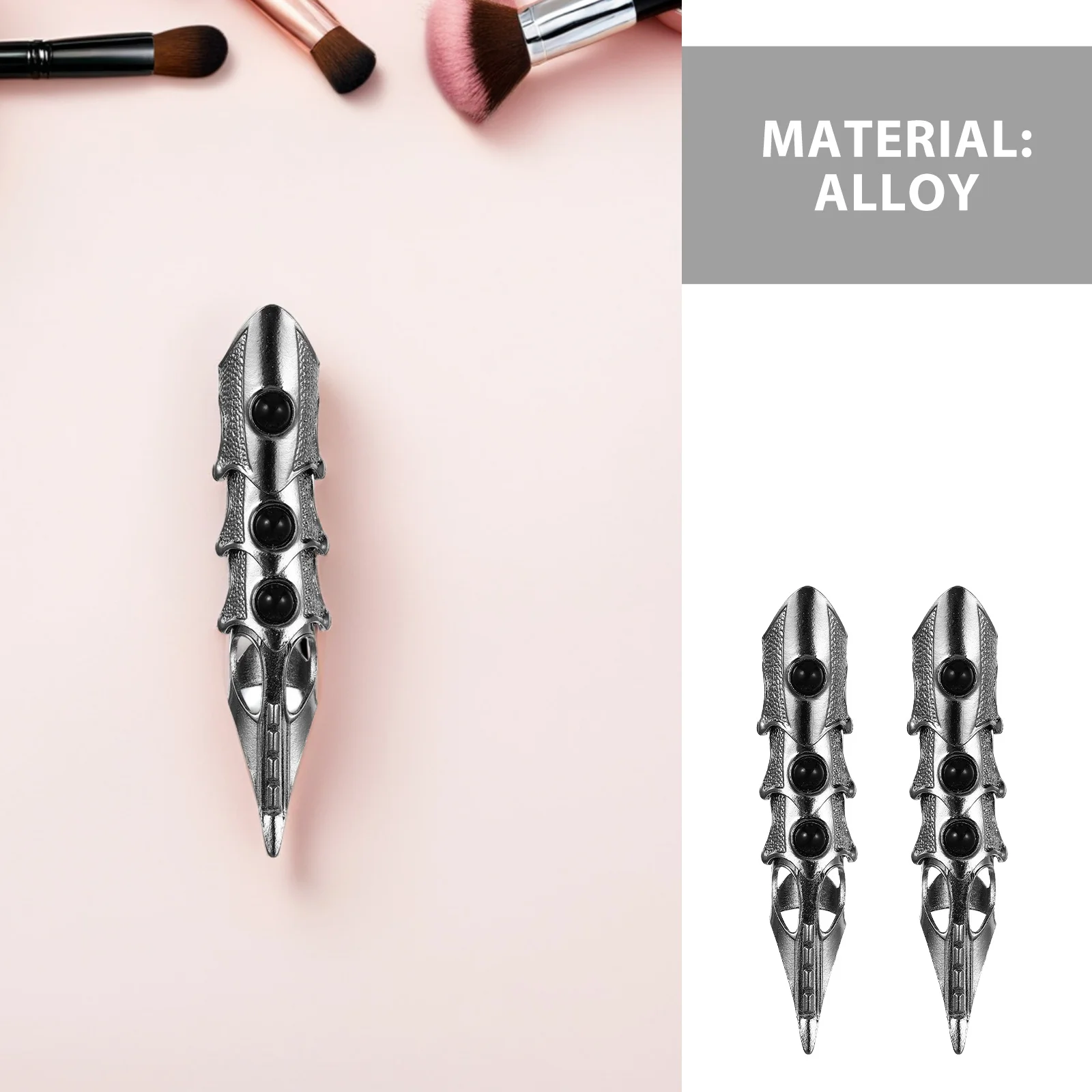 4 pçs anel de dedo longo vintage articulado gótico dedo completo conjunta anel halloween punk cosplay traje jóias para homens