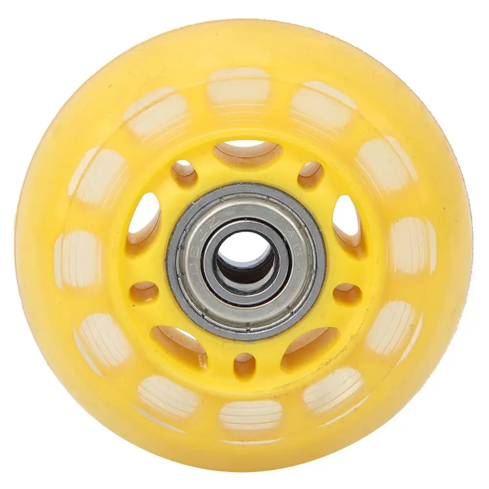 수하물 카트 및 스케이트보드 교체용 노란색 PU 캐스터 휠, 608ZZ 베어링, 2.5 인치, 1 개