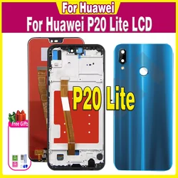 Huawei P20 lite/nova 3e用LCDタッチスクリーン,5.84インチ,バッテリーカバー付き