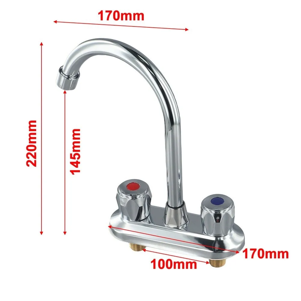 Zinc Alloy Bathroom Sink Faucet Dual Handle Deck Mounted Water Mixer Tap Compatible with Standard 100mm Center Distance