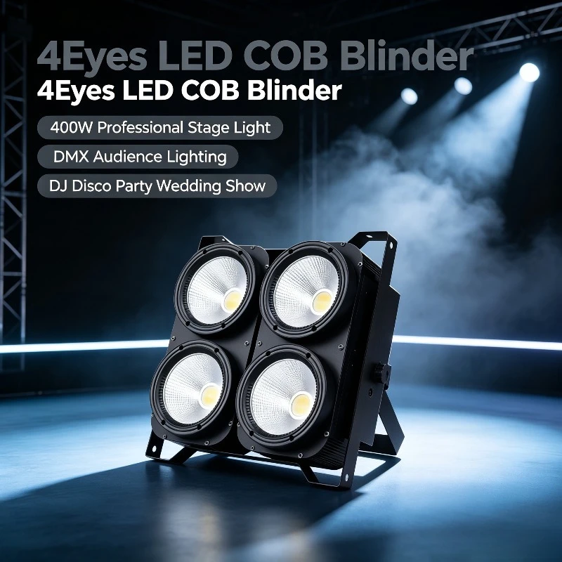 4Eyes 400W LED COB Blinder, Professional Audience Stage Light DMX Effect Lighting for DJ Disco Bar Club Party Wedding Show