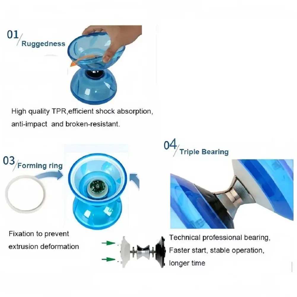 يويو ديابولو الصيني المحمول مع 2 عصي ديابولو سلسلة وحقيبة شبكية شعوذة ديابولو للبالغين والأطفال معدات تمارين المسنين #6
