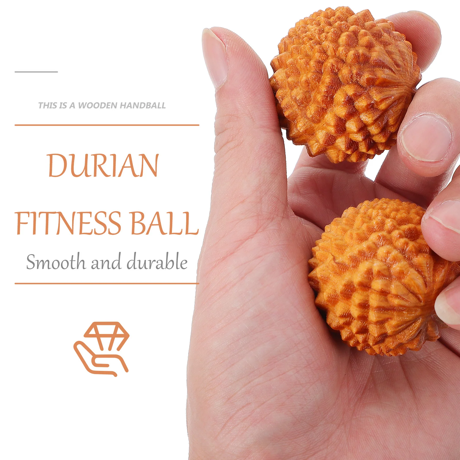 2 Pcs Massage Ball Muscle Stretch Balls Durian-shaped Handballs Sole of Foot Wooden Acupoint Massager Fitness Supply Roller