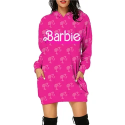 Barbie Hoodie Dress Autumn/Winter Style Ins Loose Jacket Anime Kawaii Women's Sportswear Dress Clothing Birthday Gift