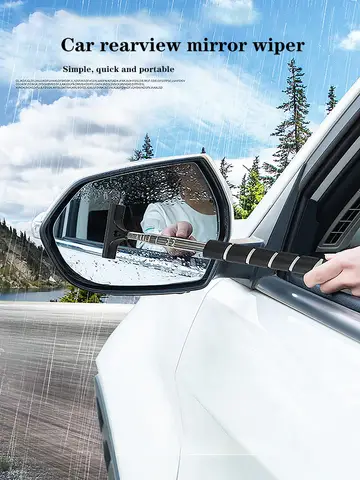 Car Rearview Mirror Wiper Cleaning Tool Auto Glass Mist Cleaner Scraper Car Accessories Handle Telescopic Window Cleaning Brush