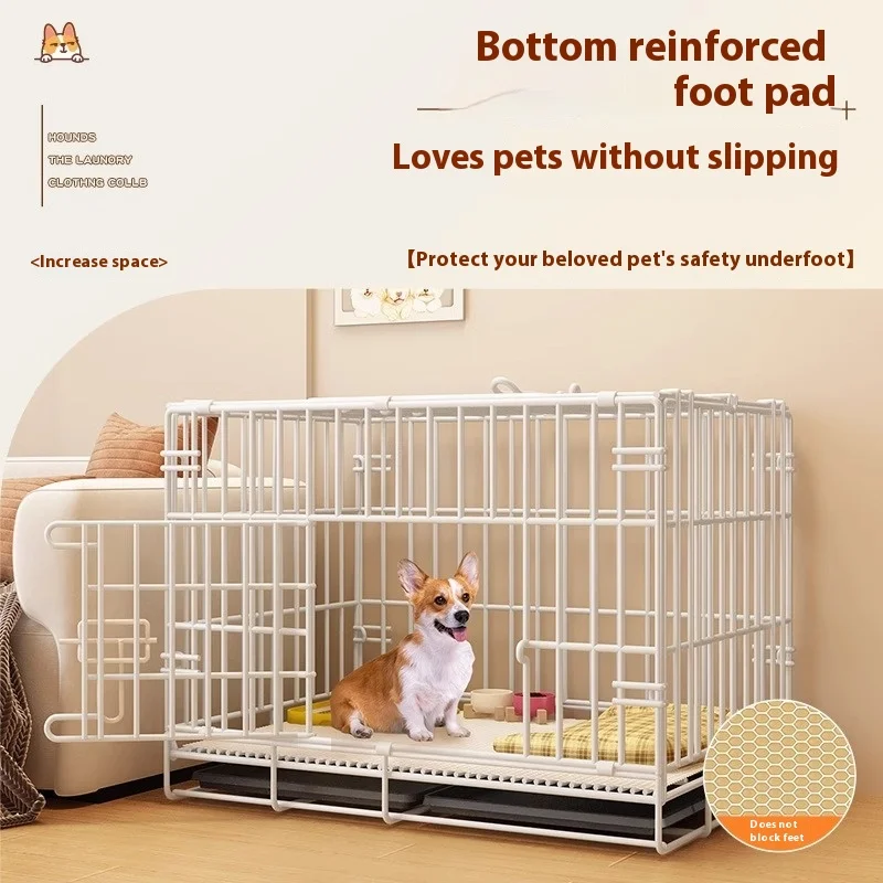 

Металлическая клетка для собак с отделением для унитаза, складной манеж для домашних животных, домик для корги, пуделя, бишон, маленьких и средних собак в помещении