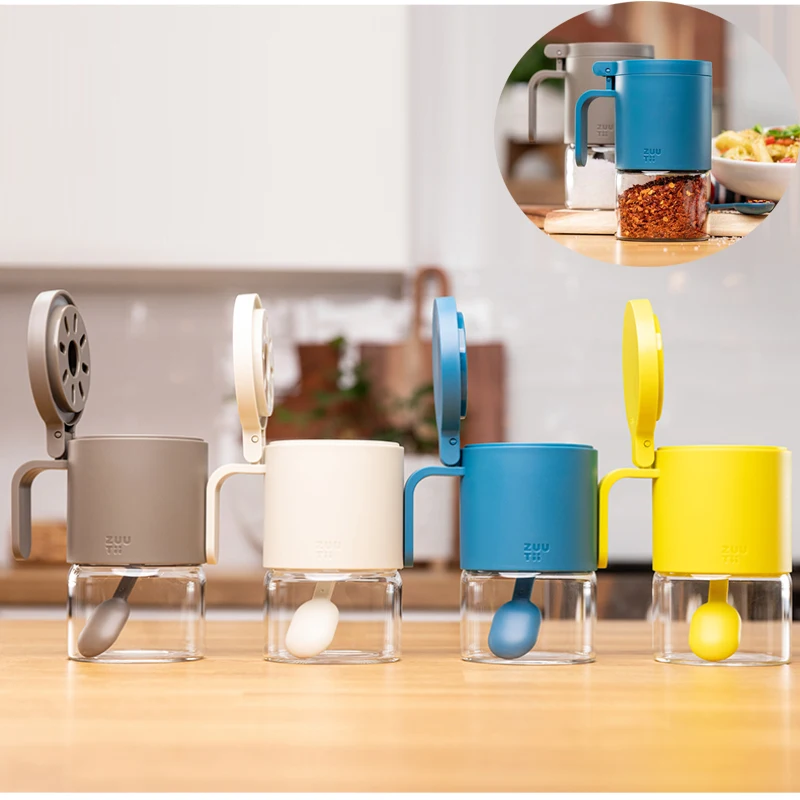 Youpin Zuutii برطمان توابل صندوق توابل مقاوم للرطوبة عالية البورسليكات زجاجة توابل المطبخ التوابل جرة مع ملعقة