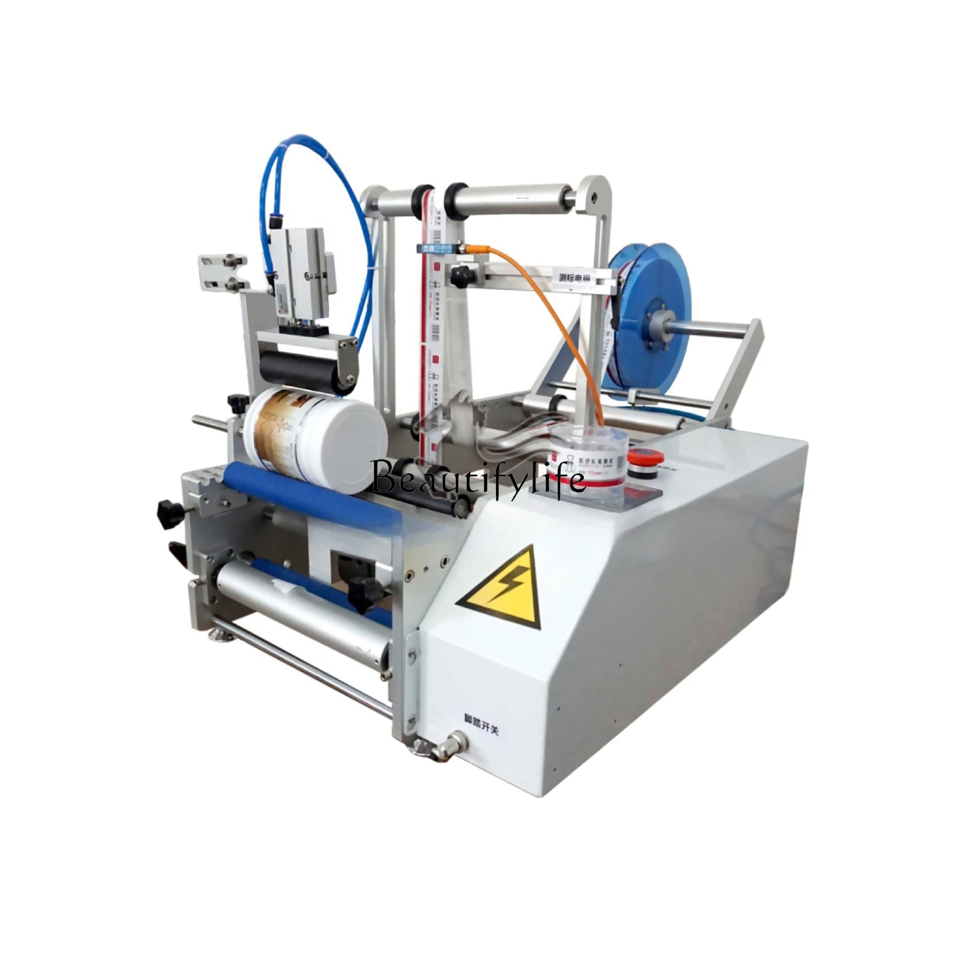 2 Supply semi-automatic round bottle labeling machine tinplate can mosquito coil liquid labeling machine can be customized