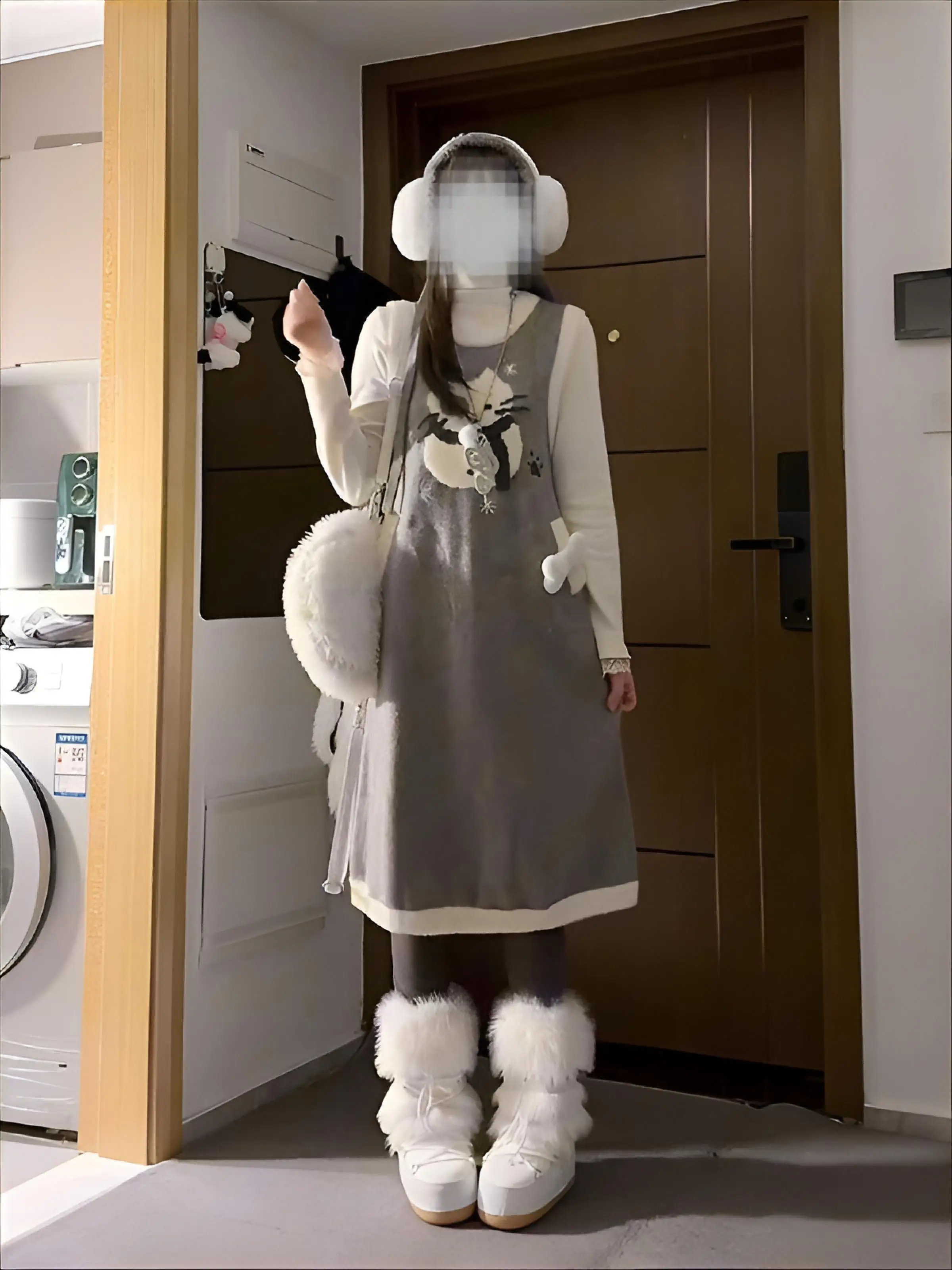 

Knitted Sleeveless Dress Casual Womens Winter Cosy Closures Folk Half-Turtleneck Tube Chunky Thickened Adjustable High Neck 2025