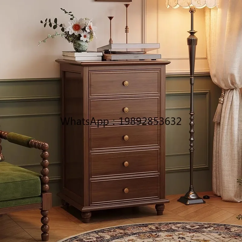 LYY Bedside Cabinet Safe Home Small Storage Cabinet with Fingerprint Password Lock Bedroom Solid Wood Safe