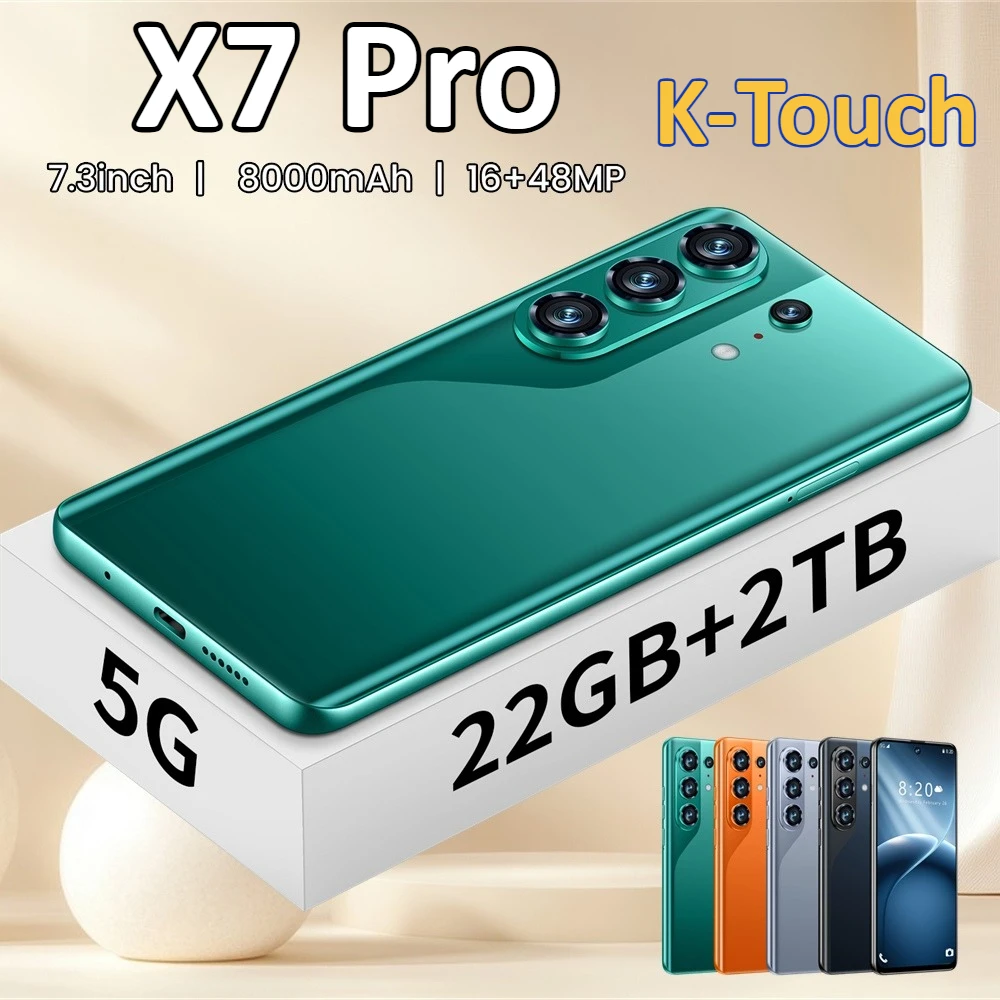 Smartphone K-Touch X7 Pro, 7,3 pollici, Android 15, 8000mAh, sblocco facciale, 5G, Dual SIM, fotocamera 16+48MP