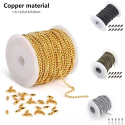 5m/lot Golds Black Bronze silvery Color Metal Ball Bead Chains 1.2-4mm For DIY Necklaces Jewelry Making Findings Accessories