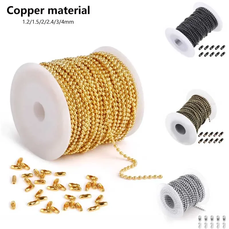 5m/lot Golds Black Bronze Silvery Color Metal Ball Bead Chains 1.2-4mm For DIY Necklaces Jewelry Making Findings Accessories