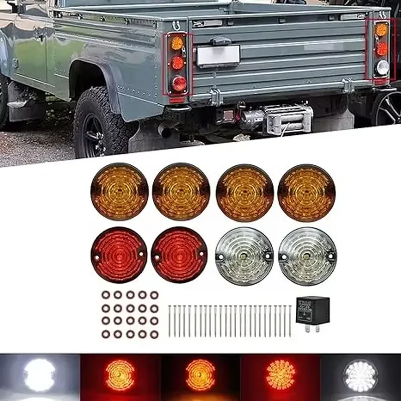 Coloful 8PCS LED Upgrade Kit Turn signal Indicator Lamp for Defender 90 110 1983-90 Brake Stop Tail Position