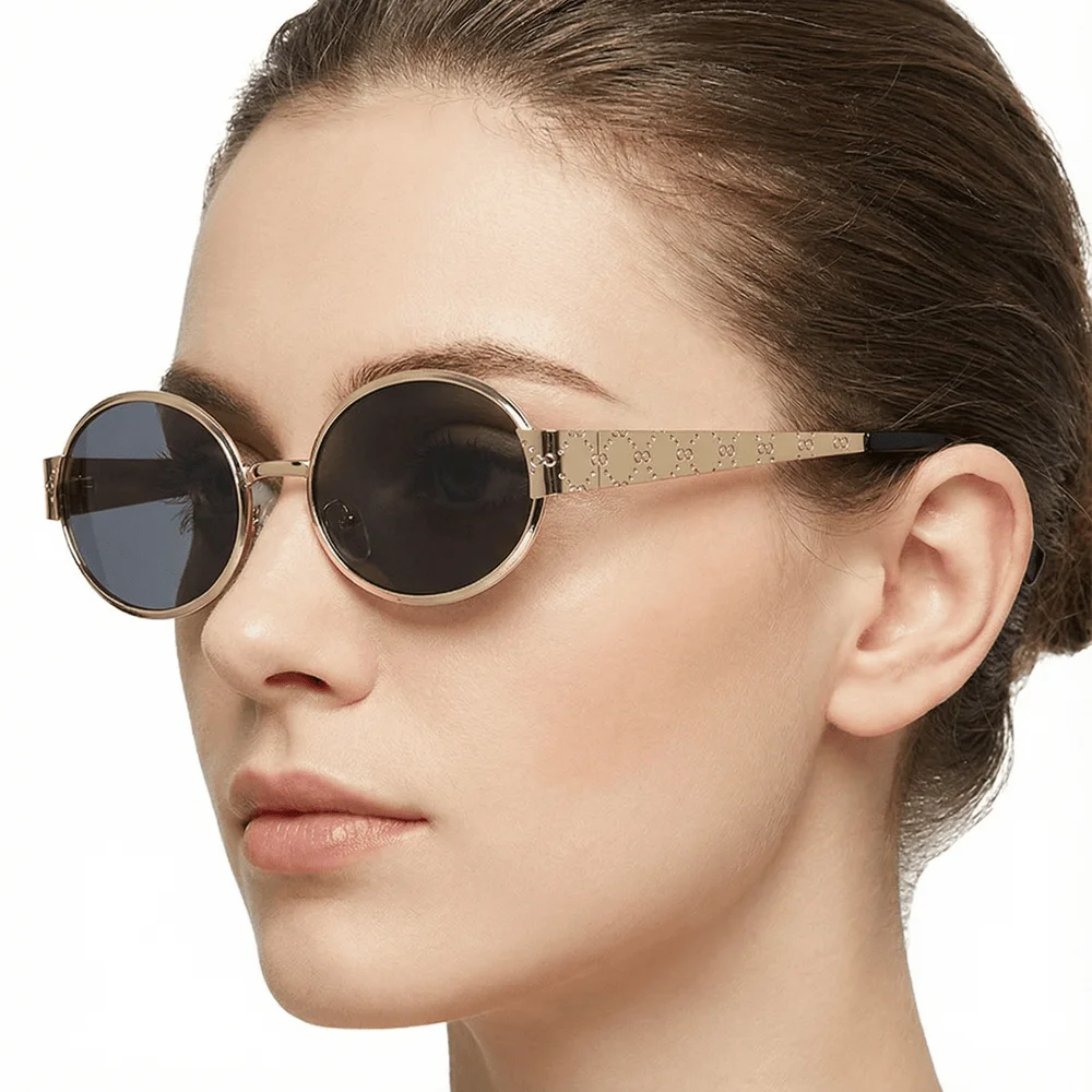 

Glamour Luxury Women Sunglasses Metal Oval Brand Sun Glasses For Ladies Stylish Designer Shades UV400
