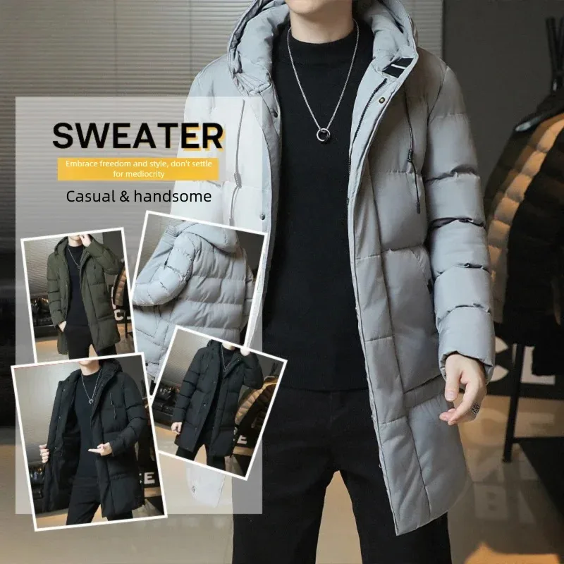 

Mid-length cotton-padded jacket men's autumn and winter coat thick and versatile down cotton-padded jacket