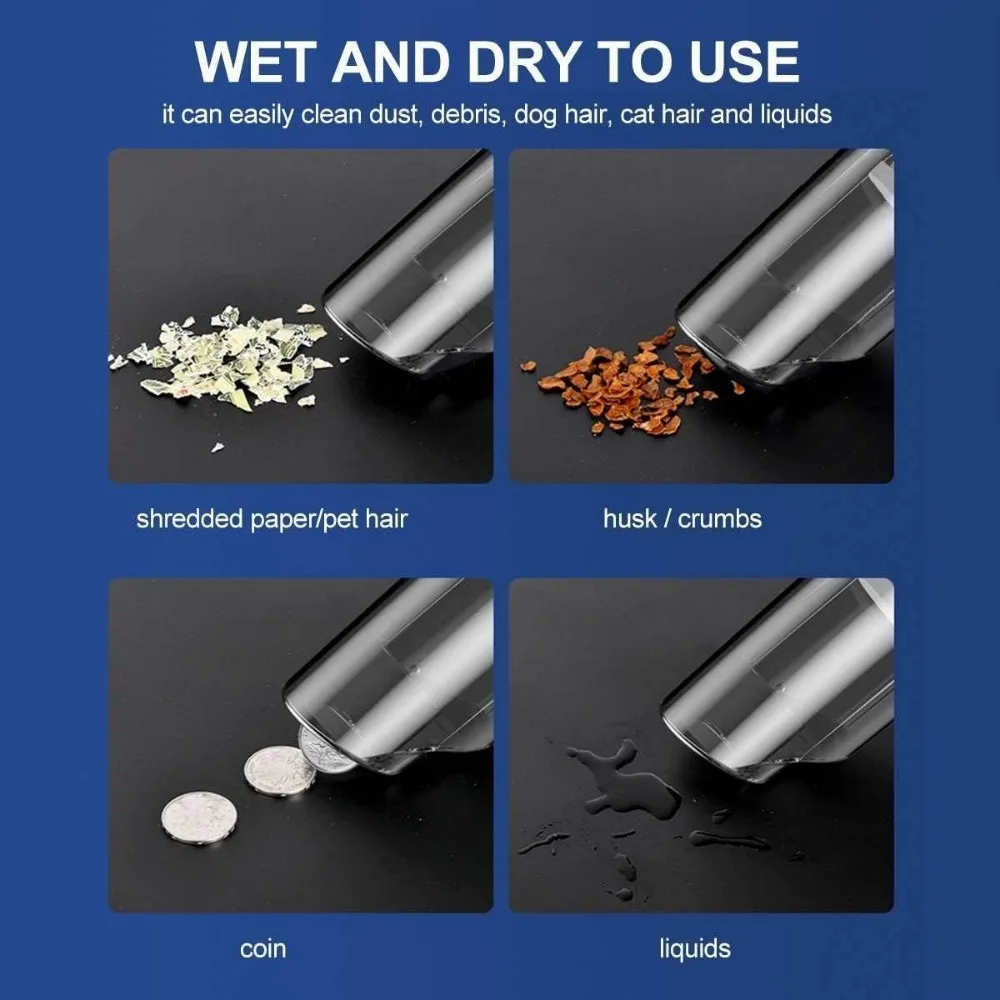 مكنسة كهربائية لاسلكية قوية بقدرة 120 وات - شفط 5500 باسكال للسيارة والمنزل والمكتب - حل تنظيف محمول باليد