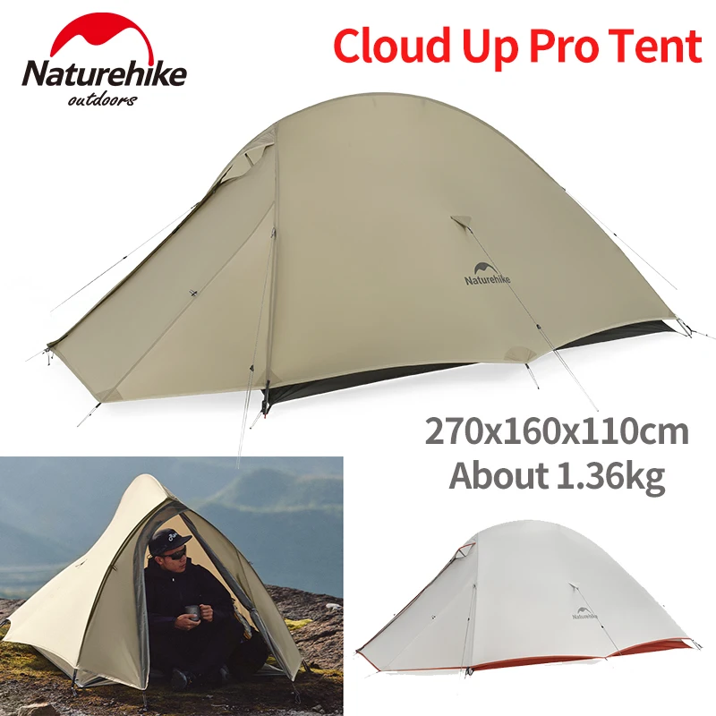 Naturehike Cloud Up Pro Tent Ultralight 2 Person Waterproof PU3000 20D Nylon Camping Outdoor Hiking Backpacking Tent Lightweight