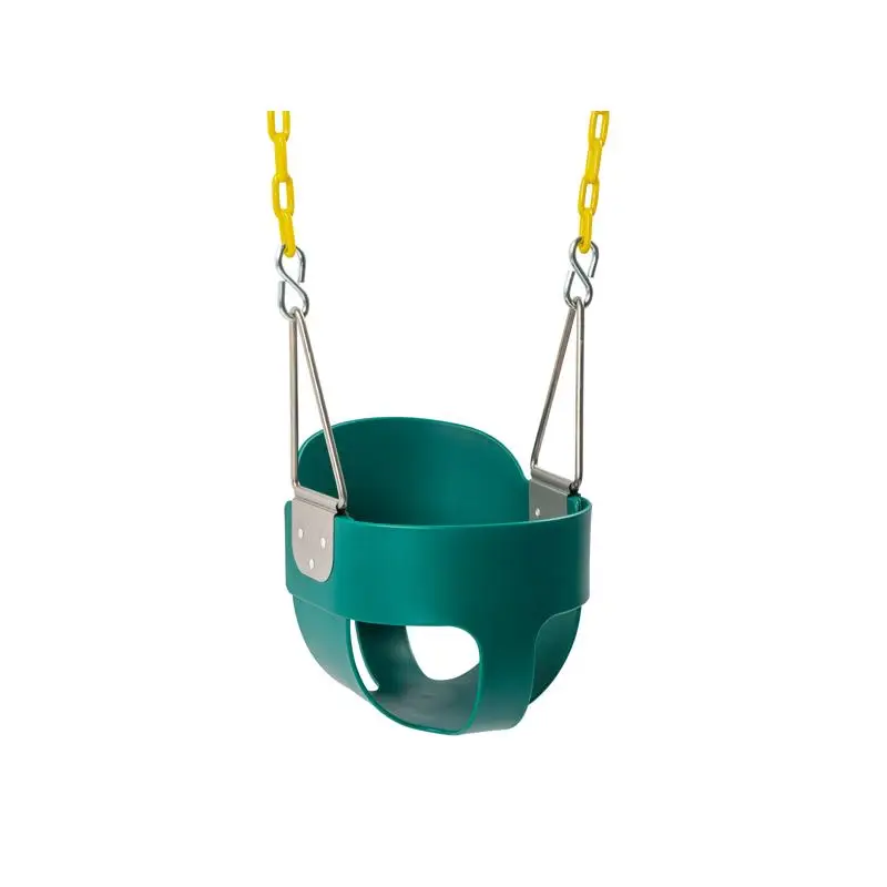 Set di altalene per bambini verde combinato con cestello sospeso per altalena in ferro