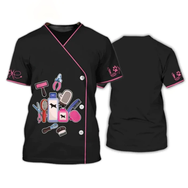 New Dog Grooming 3D Print donna uomo Pet Groomer abbigliamento da lavoro uniforme T-shirt Streetwear magliette Harajuku Unisex oversize Tees Tops