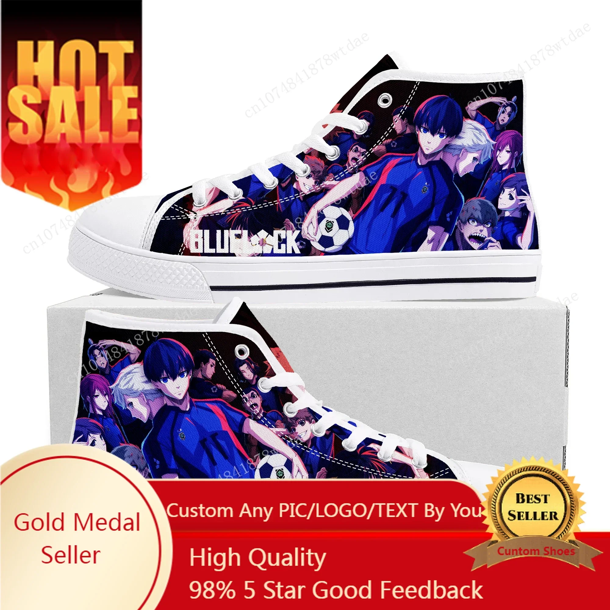 

Blue Lock High Top Sneakers Mens Womens Teenager Yoichi Isagi High Quality Canvas Sneaker Comics Manga Couple Customized Shoes