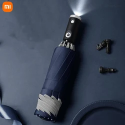 Xiaomi Automatic Umbrella Reflective Stripe Reverse Led Light Umbrella Three Folding Inverted 10 Ribs Windproof Umbrellas