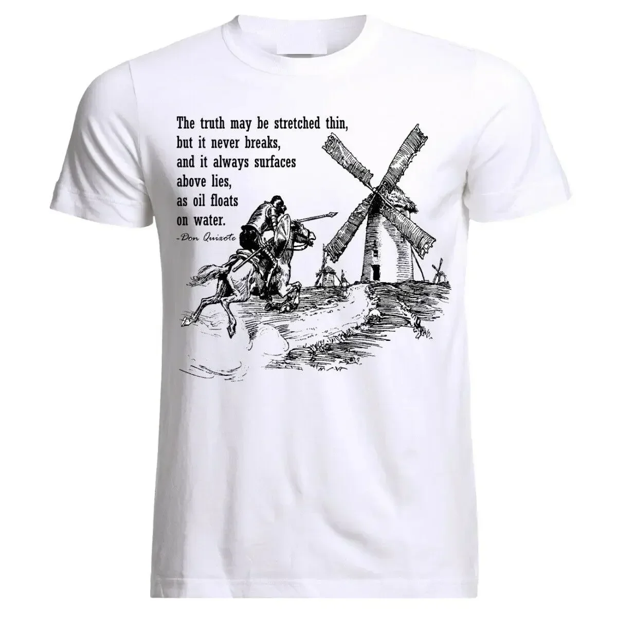 Men's 100% Cotton Casual T-shirts Loose Top New Don Quixote Sancho Panza Quotes Picasso Miguel De Cervantes T-Shirt Cartoon