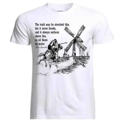 Men's 100% Cotton Casual T-shirts Loose Top New Don Quixote Sancho Panza Quotes Picasso Miguel De Cervantes T-Shirt Cartoon