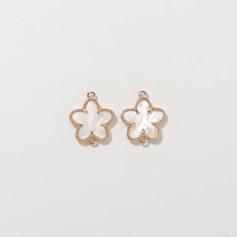 20pcs/ Bag DIY jewelry accessories five-leaf flower copper gold-plated connector earrings bracelet pendant making materials