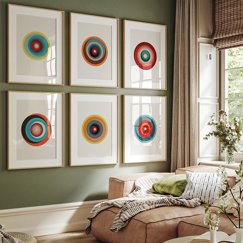 Abstract Geometric Circle Prints Colorful Canvas Paintins Posters Modern Wall Art Pictures for Home Living Room Decor No Frame