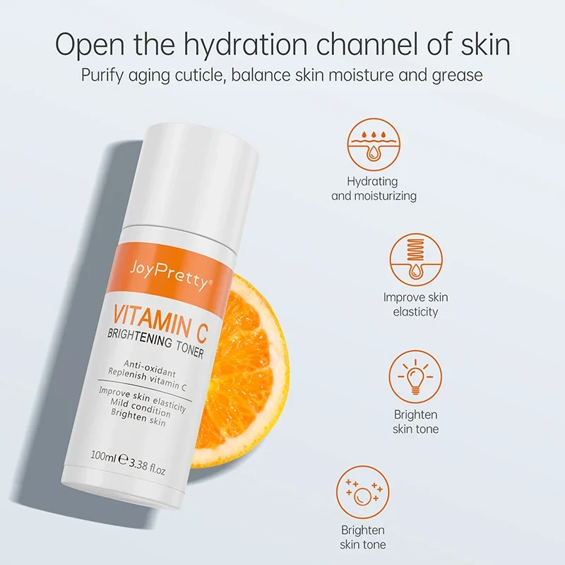 JoyPretty Vitamin C Face Toner Hyaluronic Acid Moisturizing Hydrating Refreshing Facial Water Skin Care Beauty Health Cosmetics