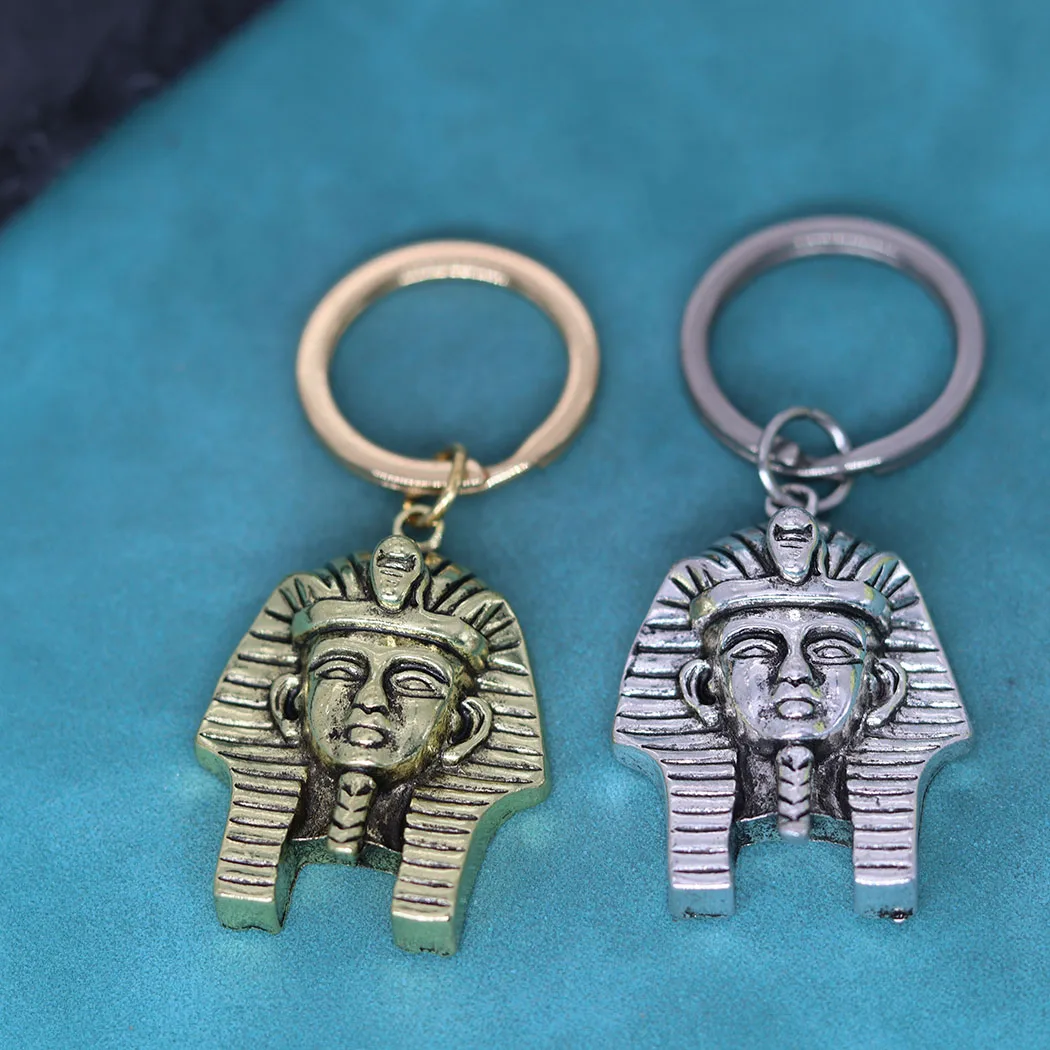 Nedar Vintage Egypt Pharaoh Pendant Key Chain for Men Women Egyptian King Dubai Keychain Lucky Amulet Jewelry Gift Charm Keyring