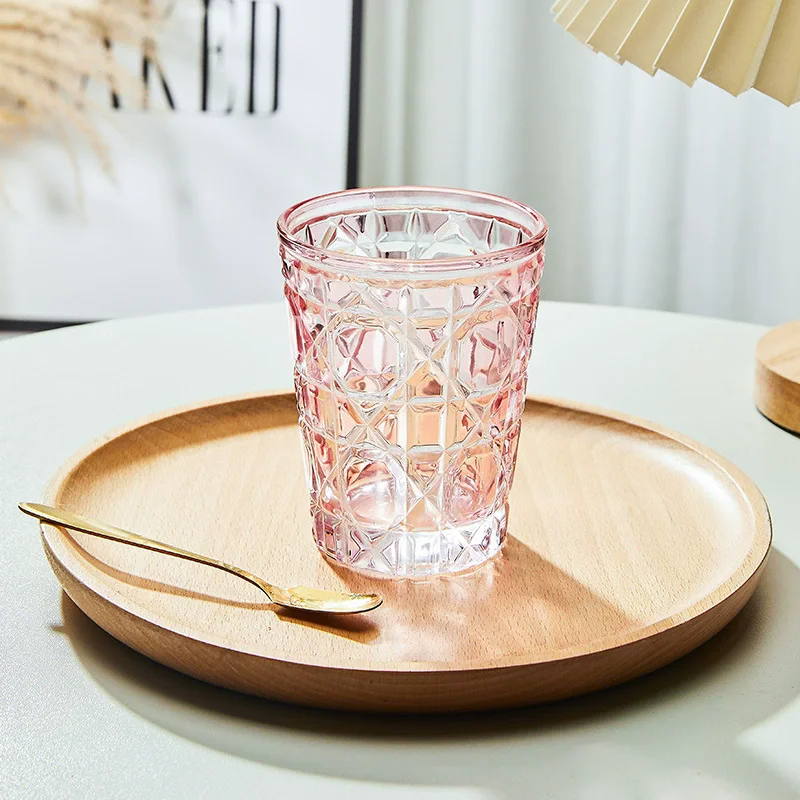 2PCS Handcarved Glass Crystal Cup Style Creative Engraved Chessboard Whiskey Glass Wine Glass 310ml Crystal