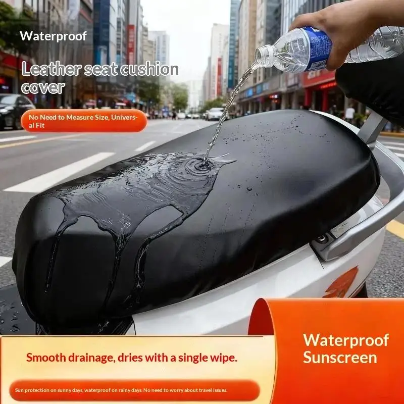 Universal Waterproof PU Leather Motorcycle Seat Cover Cushion Protector Pad Ideal Gift for Motorbike Enthusiasts Riders