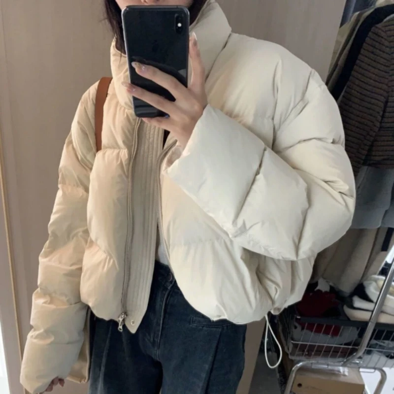 Short Puffer Jacket for Women, Warm Thick Parkas, Windproof Loose Outerwear, Down Coats, Korean Fashion, Winter