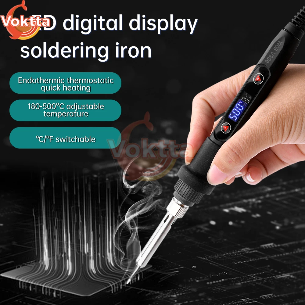 80W LCD Digital Display Electric Soldering Iron Adjustable Temperature Heater Soldering Tips Tweezers Welding Repair Rework Tool