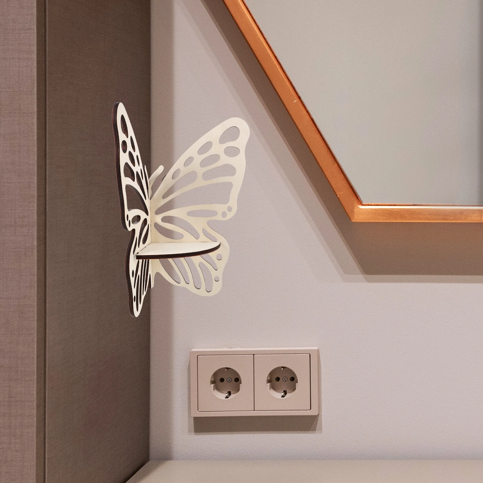 خشبية فراشة الزاوية البوهيمي نمط الحائط كتاب رف شاشة سعة كبيرة رف معلق للكتب ديكور الحلي